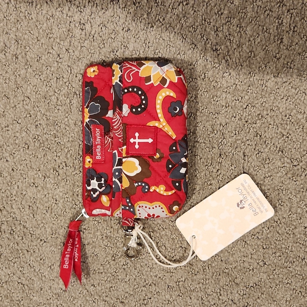 Bella Taylor Gadget pouch / wallet with CROSS design NEW- 100% cotton